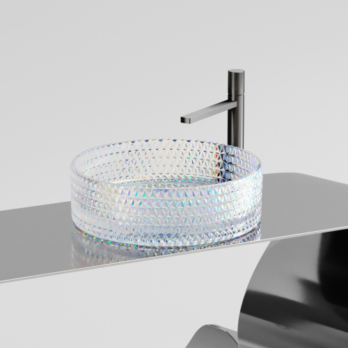 Раковина стеклянная Ceramica Nova CRISTAL CN6059 40х40 накладная цвет прозрачный без отверстий под смеситель - фото 3